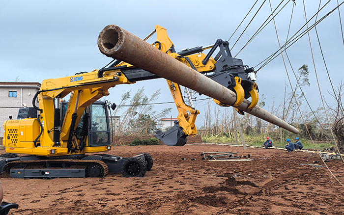 “摩羯”来袭，开云线上登录开挖立杆一体机跑赢时间助力抗灾复电抢修