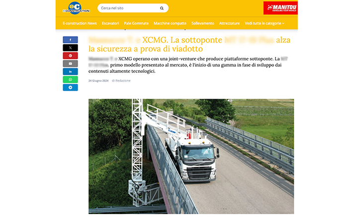 欧洲媒体e-CONSTRUCTION点赞开云线上登录桥梁检测车